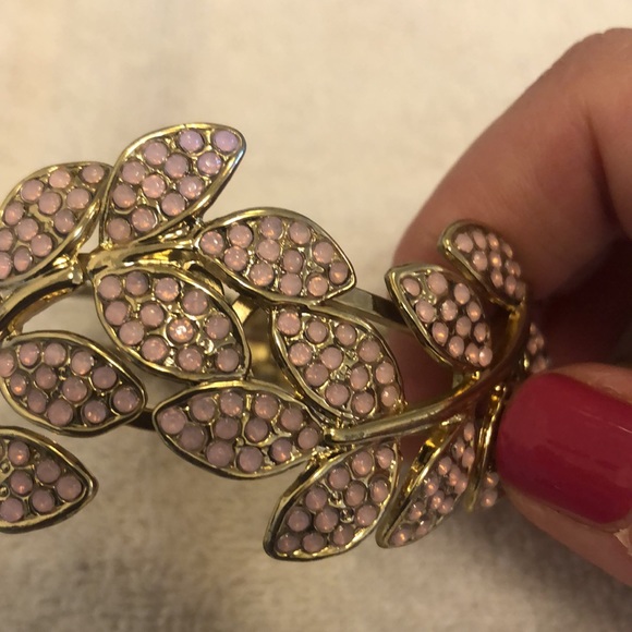 Bracelet, earrings and ring set in gold and pink gems - Picture 2 of 4